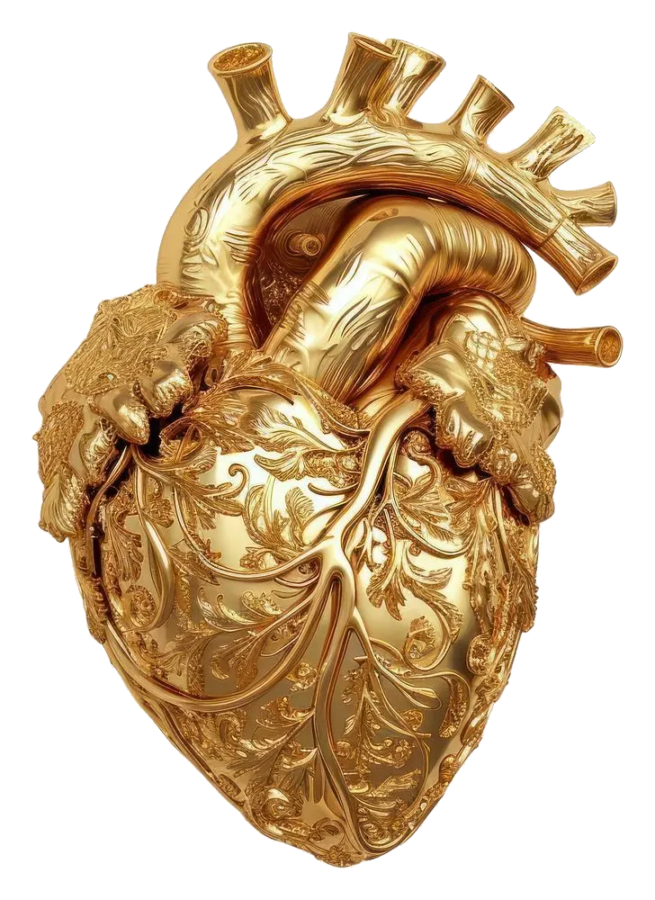 A heart cast in gold